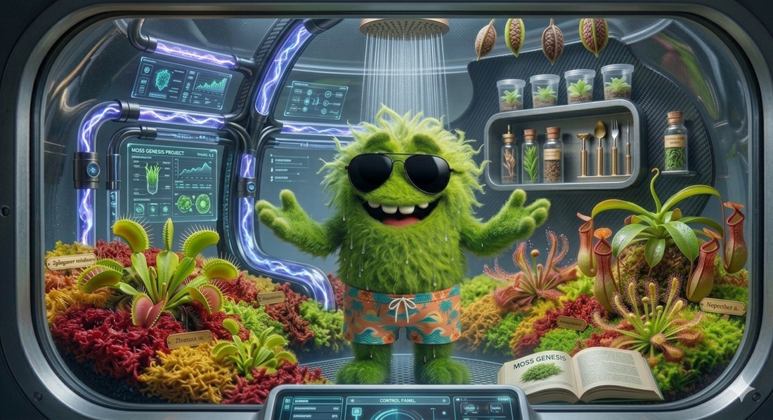 Carnivorous plants growing in living Sphagnum moss – high-tech botanical combo by MossBoss