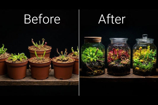 Before and after comparison of carnivorous plants.
