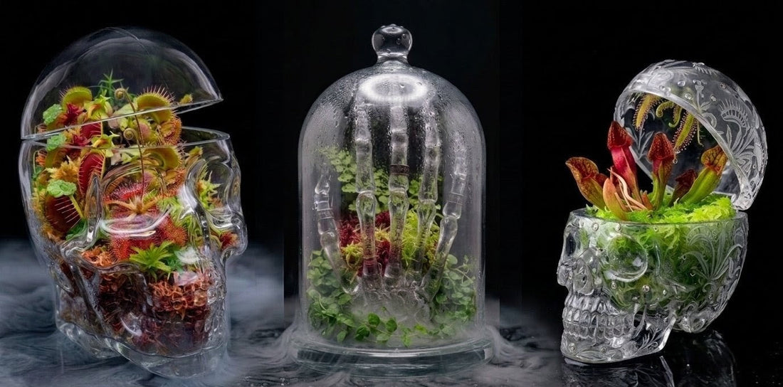 Halloween Moss Terrarium with live Ruby Red Sphagnum Moss and mist maker — High-Tech Living Peat Moss by MossBoss
