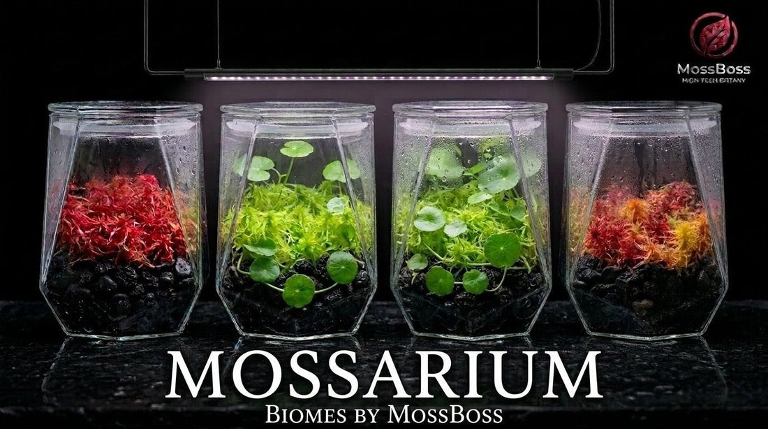 Mossarium setup with Fresh natural Clean and Pest Free Live Sphagnum Peat bog Moss Red Yellow Green Multicolor Sustainable Micropropagated Moss Terrarium DIY MossBoss 
