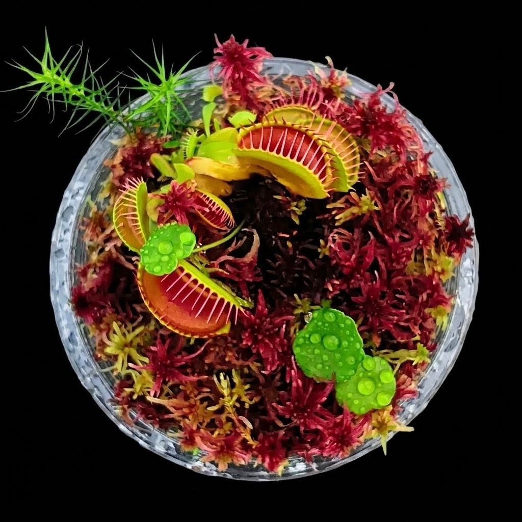 Venus Flytrap Dionaea muscipula mini bog terrarium live red Sphagnum Moss MossBoss