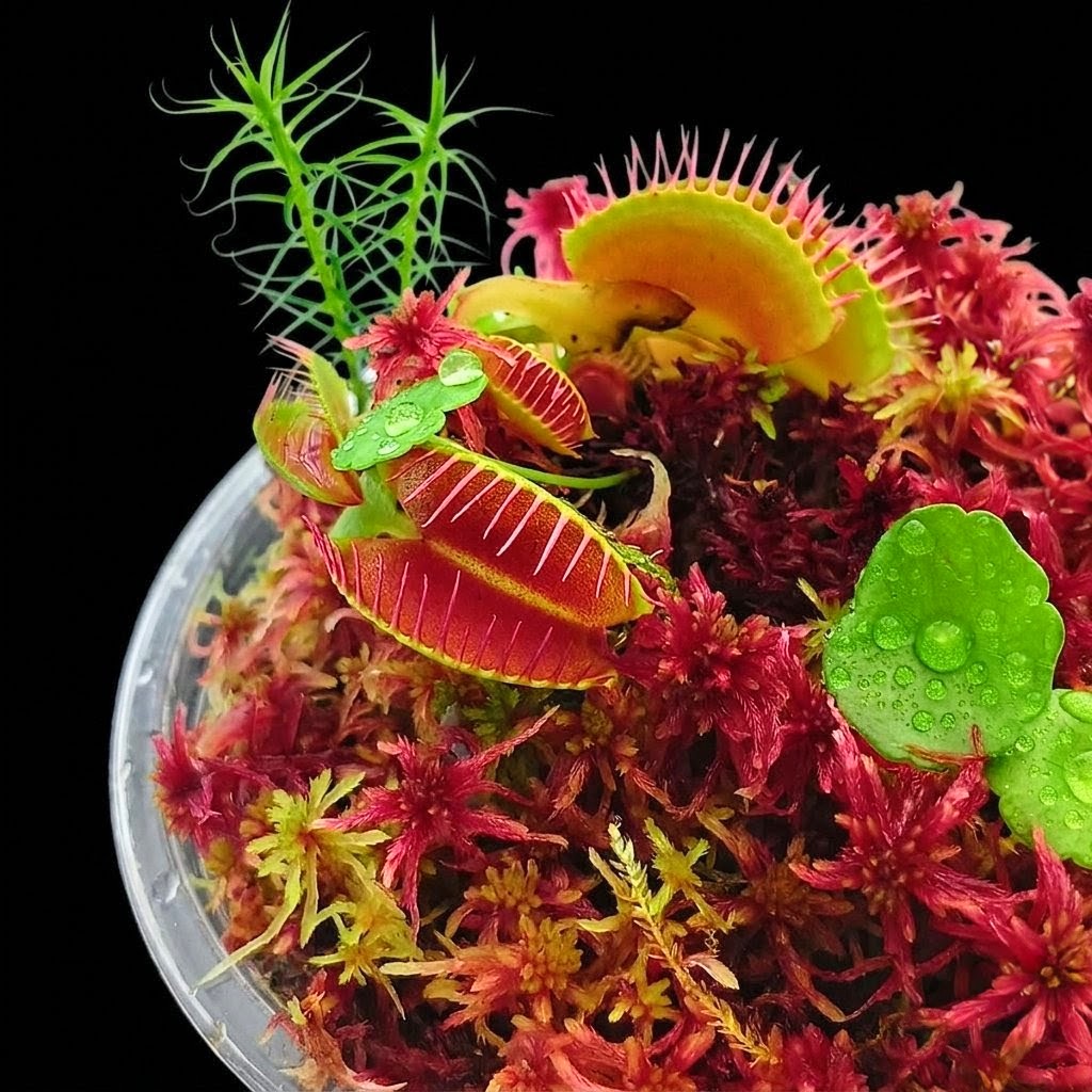 Venus Flytrap Dionaea muscipula mini bog terrarium live red Sphagnum Moss MossBoss