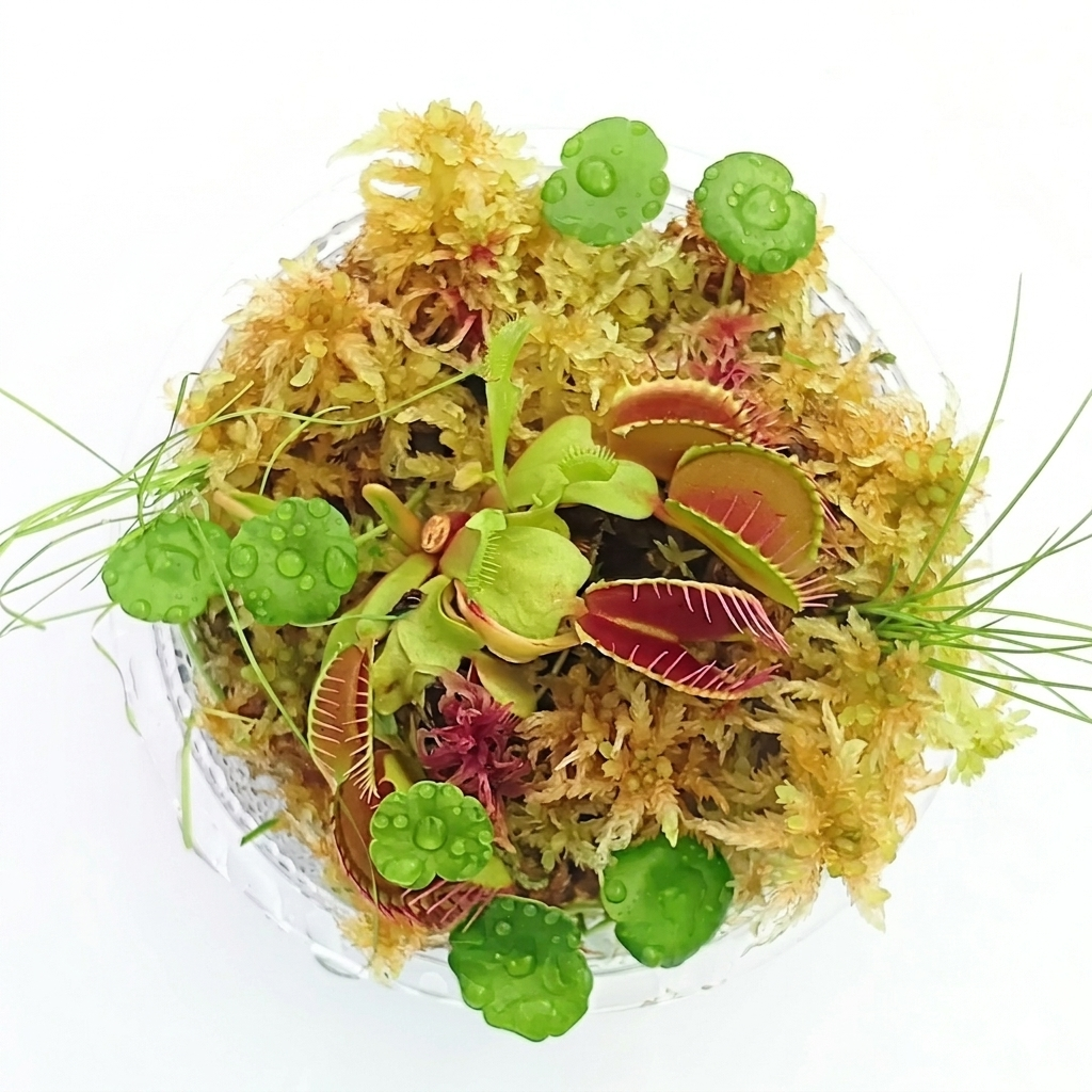 Carnivorous Plants Venus Flytrap Dionaea Muscipula Yellow Gold Live Sphagnum Moss Sustainable Micropropagated MossBoss nano Bogarium Cápsules bog Terrarium Vivarium Mossarium Paludarium 