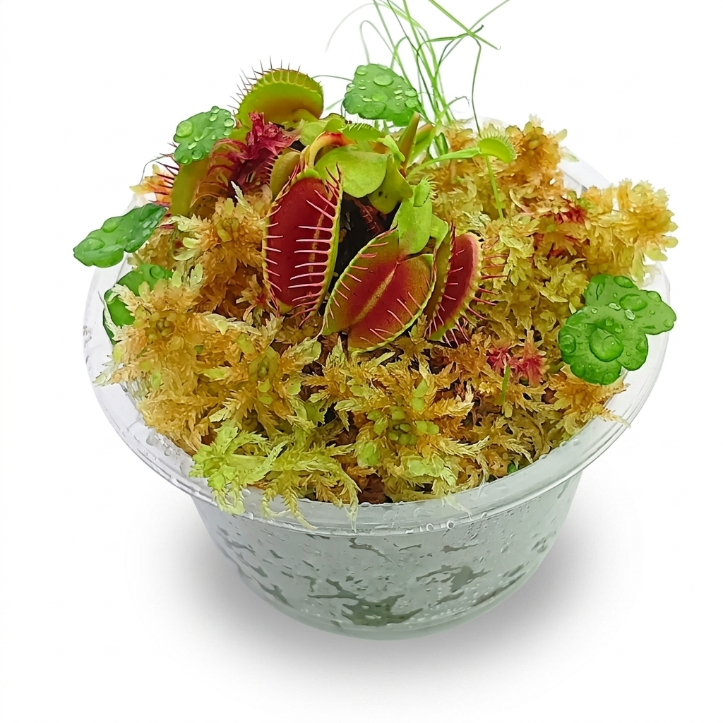 Venus Flytrap Dionaea Muscipula Carnivorous Plants Yellow Gold Live Sphagnum Moss Sustainable Micropropagated MossBoss nano Bogarium Cápsules bog Terrarium Vivarium Mossarium Paludarium 